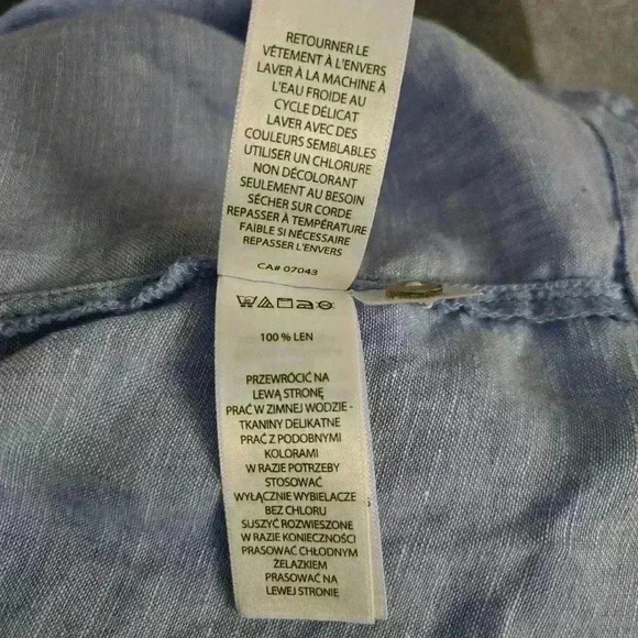 Sigrid Olsen Blue 100% Linen Chambray Button Up Blouse Size 1X #205 - Picture 8 of 8